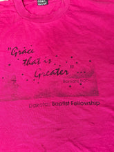 Vintage 80s ‘Grace that is greater’ religious quote fuschia pink single stitch t shirt size XXL by B